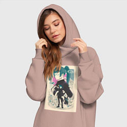 Женское худи-платье Магическая битва Маки Дзэнин маг, цвет: пыльно-розовый — фото 2