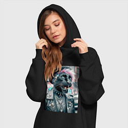 Женское худи-платье Чувак модная пантера из Нью-Йорка, цвет: черный — фото 2