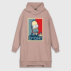 Женское худи-платье Homer with donut, цвет: пыльно-розовый