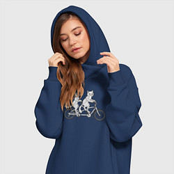 Женское худи-платье Котята на велике, цвет: тёмно-синий — фото 2