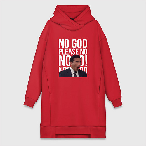 Женская толстовка-платье No god please no - the office / Красный – фото 1