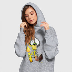 Женское худи-платье Скелет ученый, цвет: меланж — фото 2