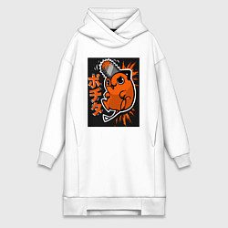 Женское худи-платье Человек-бензопила Почита, цвет: белый