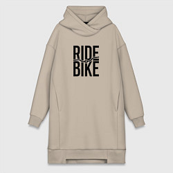 Женское худи-платье Black ride bike, цвет: миндальный