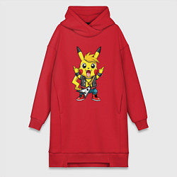 Женская толстовка-платье Пикачу в рок стиле