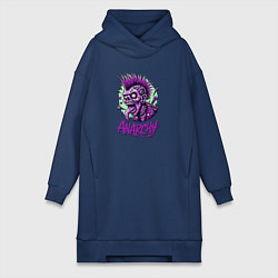 Женская толстовка-платье Зомби панк и надпись анархия