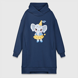 Женское худи-платье Слоник фея, цвет: тёмно-синий