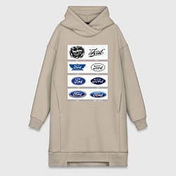 Женское худи-платье Ford логотип, цвет: миндальный