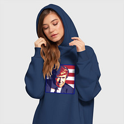 Женское худи-платье Президент Дональд Трамп, цвет: тёмно-синий — фото 2
