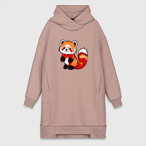 Женская толстовка-платье Красная панда в полный рост / Пыльно-розовый – фото 1