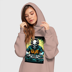 Женское худи-платье Диджей скелет, цвет: пыльно-розовый — фото 2