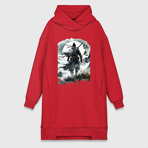 Женская толстовка-платье Призрак Цусимы - Японский самурай / Красный – фото 1