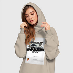 Женское худи-платье Porsche 911 стильный автомобиль, цвет: миндальный — фото 2