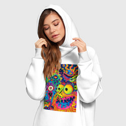Женское худи-платье Психоделические лица, цвет: белый — фото 2
