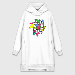 Женское худи-платье Абстрактный радужный коллейдоскоп, цвет: белый