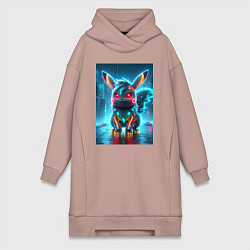 Женская толстовка-платье Cyber Pikachu in the neon metropolis - ai art