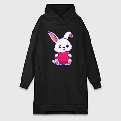 Женское худи-платье Heart rabbit, цвет: черный