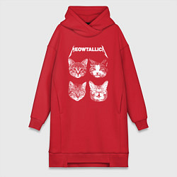 Женское худи-платье Мяуталлика коты, цвет: красный
