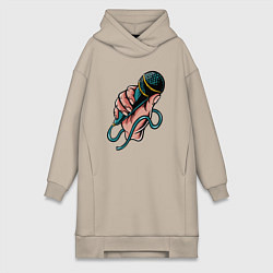 Женская толстовка-платье Микрофон в руке