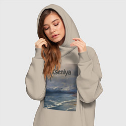 Женское худи-платье Kseniya волны, цвет: миндальный — фото 2