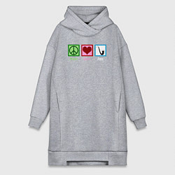 Женская толстовка-платье Мир любовь джаз