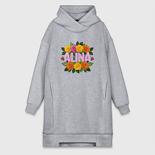 Женская толстовка-платье Alina roses / Меланж – фото 1