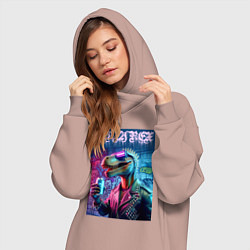 Женское худи-платье Crazy rex - ai art fantasy, цвет: пыльно-розовый — фото 2