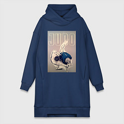 Женское худи-платье Дзюдо бросок через бедро, цвет: тёмно-синий