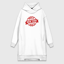 Женское худи-платье Нью-Йорк красная печать, цвет: белый