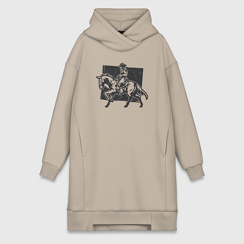 Женская толстовка-платье Ковбойша на лошади / Миндальный – фото 1