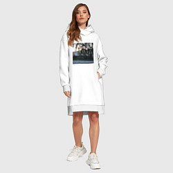 Женское худи-платье Имя Анна из капель дождя, цвет: белый — фото 2