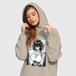 Женское худи-платье Фубуки в двери - One punch man, цвет: миндальный — фото 2