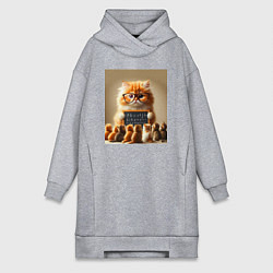 Женская толстовка-платье Рыжий кот учитель английского языка - нейроарт