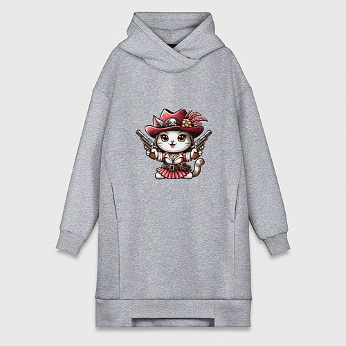 Женская толстовка-платье Отважная кошечка пират / Меланж – фото 1