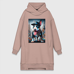 Женская толстовка-платье Funny bull terrier in New York - ai art