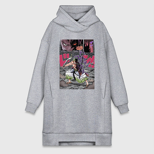 Женская толстовка-платье Ван-Пис Зоро Ророноа техника / Меланж – фото 1