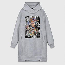 Женская толстовка-платье Ван-Пис Луффи коллаж