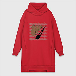 Женское худи-платье Капибара в шеренге - мем, цвет: красный