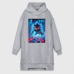Женское худи-платье Hedgehog in neon metropolis - ai art, цвет: меланж
