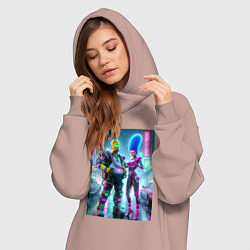 Женское худи-платье Marge and Homer in the pouring rain - cyberpunk, цвет: пыльно-розовый — фото 2