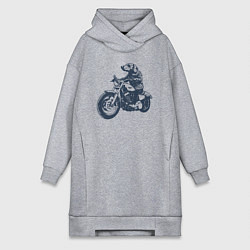 Женская толстовка-платье Такса байкер на мотоцикле чоппере