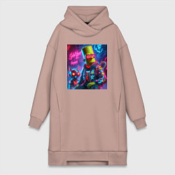 Женская толстовка-платье Барт Симпсон с котом роботом - нейроарт