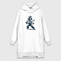 Женская толстовка-платье Пудель играет на гитаре укулеле