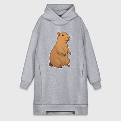 Женская толстовка-платье Звери капибара