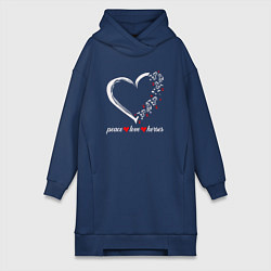 Женская толстовка-платье Мир любовь и лошади