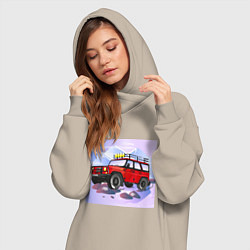 Женское худи-платье Внедорожник УАЗ Хантер, цвет: миндальный — фото 2