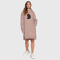 Женское худи-платье Биткоин - знак, цвет: пыльно-розовый — фото 2
