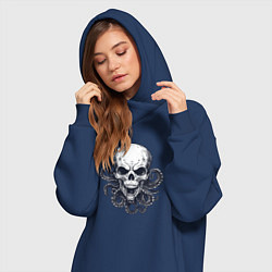 Женское худи-платье Череп с щупальцами, цвет: тёмно-синий — фото 2