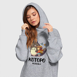 Женское худи-платье Кот и Тоторо - коллаба, цвет: меланж — фото 2