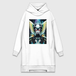 Женская толстовка-платье Киберпанк девушка робот стрекоза